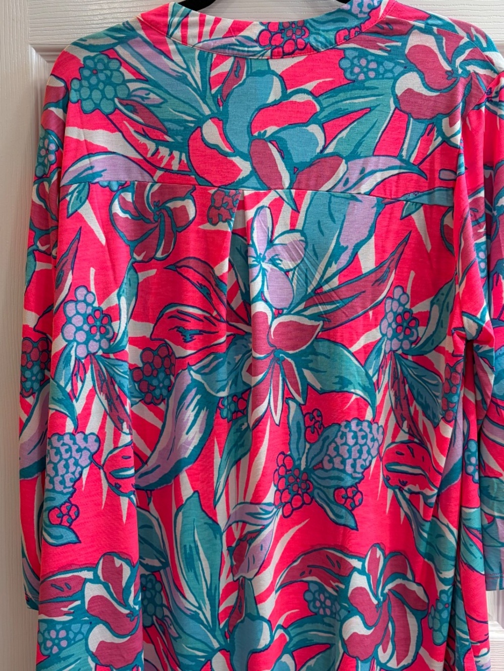New Dear Scarlett Pullover Shirt 3/4 Sleeve Roll Tab Blouse Floral Lightweight @ - Picture 5 of 6